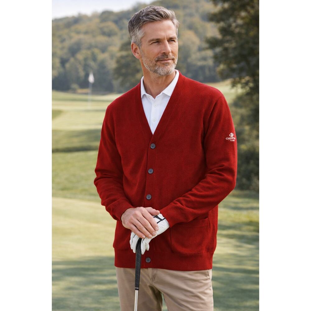 Peter Millar Cardigan Wool Champions Tour Button Front Pockets SZL